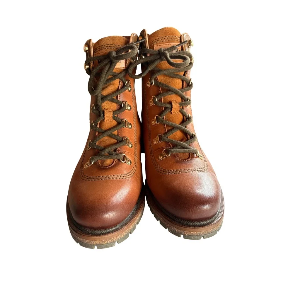 Pikolinos San Sebastian Brandy Leather Lace Up Ankle Boots Size 40 9 LIKE NEW